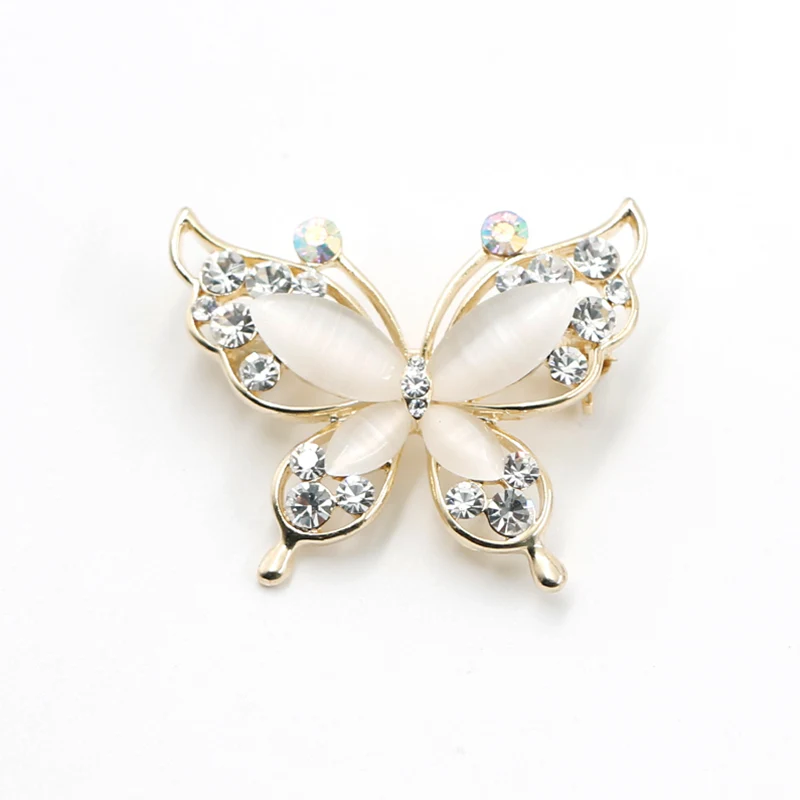 Cateye Stone Butterfly Broche med guldbelagt