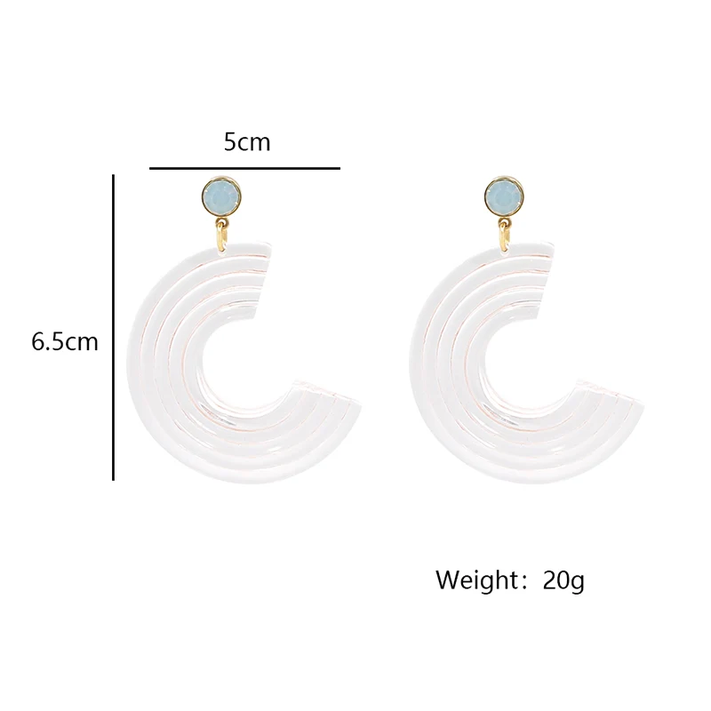 Transparent C Shape Acrylic With Moonstone Earrings