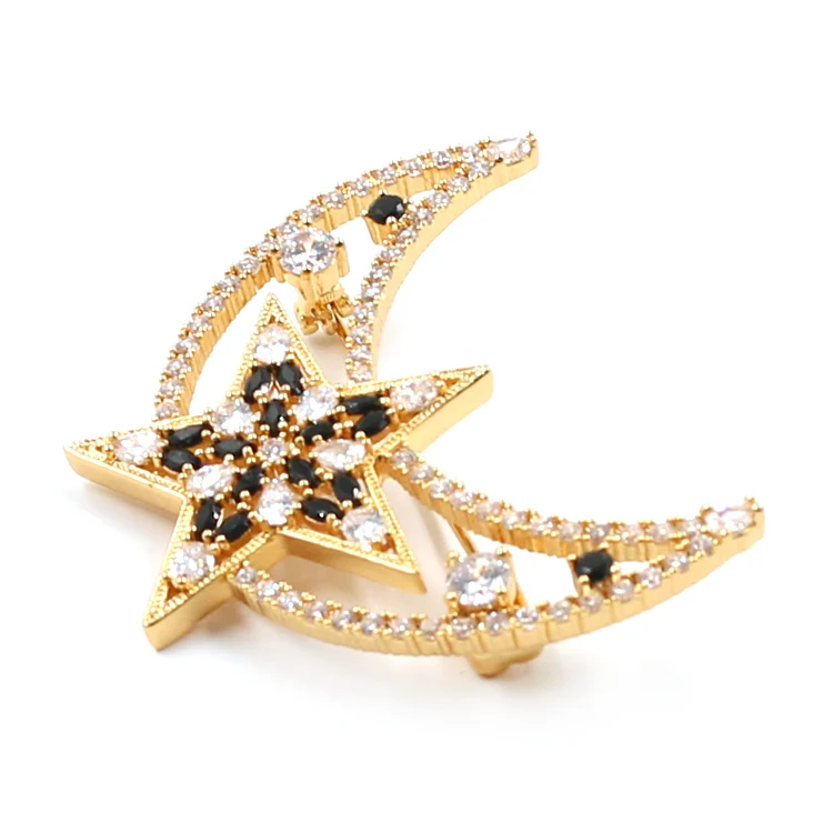 Star Moon Diamond Broche